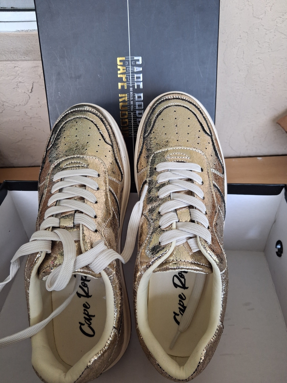 Cape Robbin Metallic Gold Women’s Lace-Up Sneakers